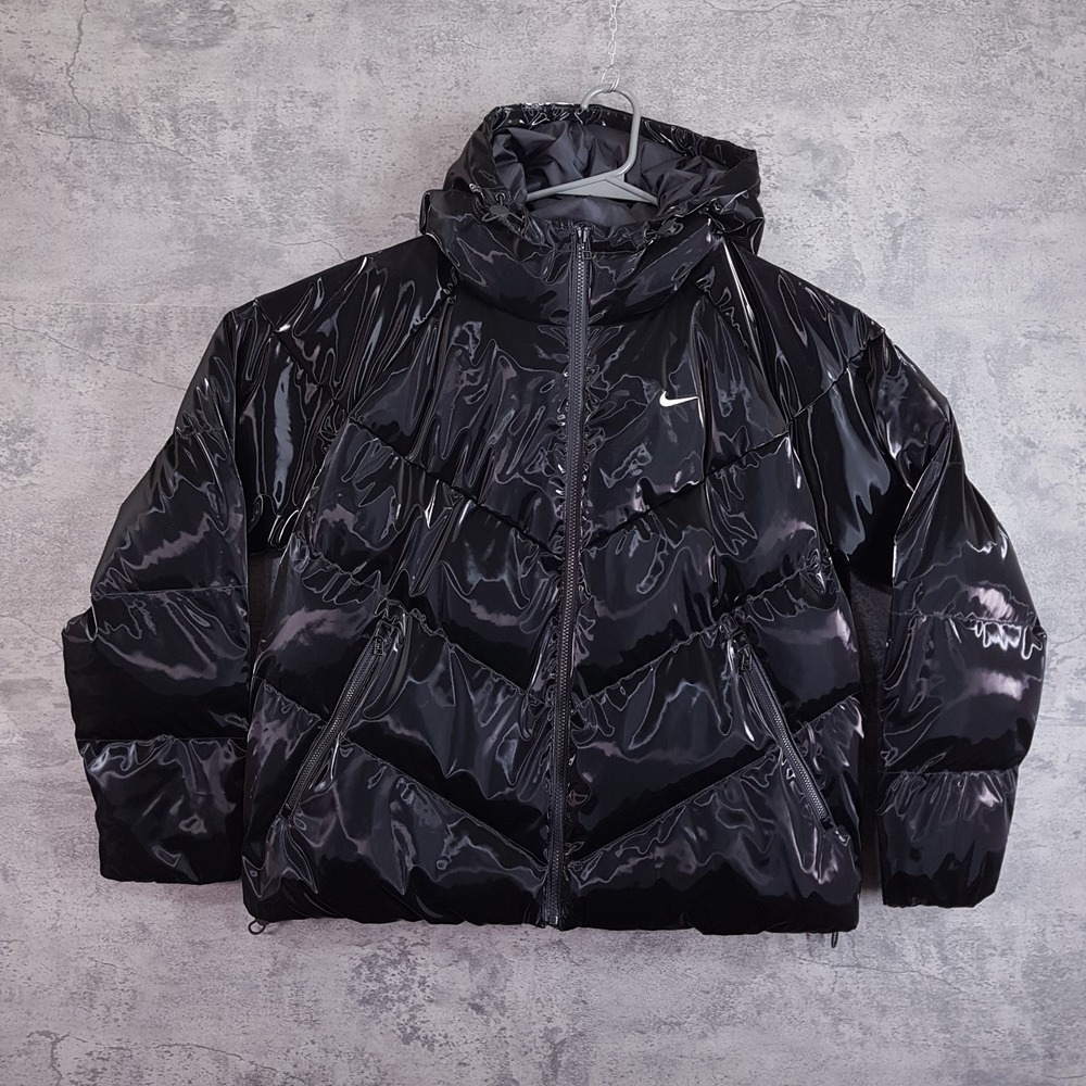 NIKE Therma-FIT Shine Puffer Jacket Womens MEDIUM Black HV5242-010